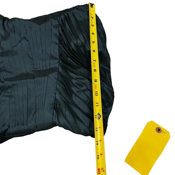 NWT HALSTON HERITAGE STRAPLESS IRIDESCENT TAFFETA PLEATED FOREST GREEN SIZE 2 - Picture 9 of 11